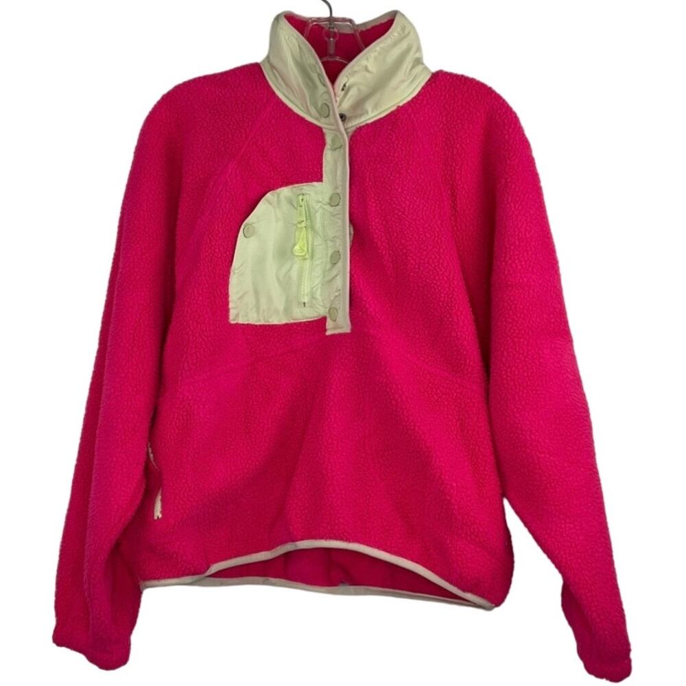 FP Movement Free People Hit the Slopes Pullover pink quarter snap shacket Small